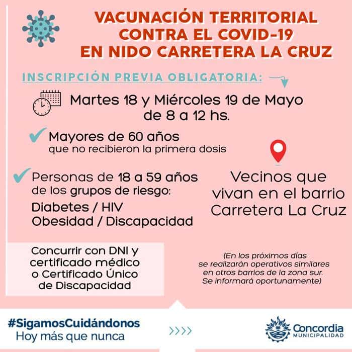 Operativo territorial de  vacunación en Carretera La Cruz