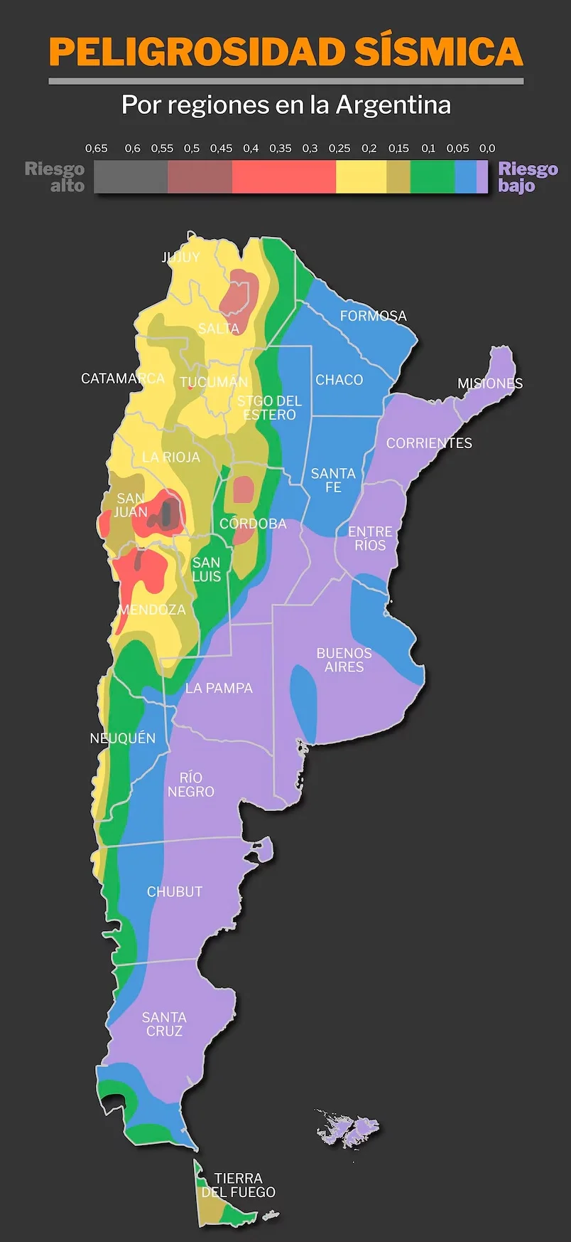 Cuáles son las zonas con mayor peligro de terremotos en Argentina