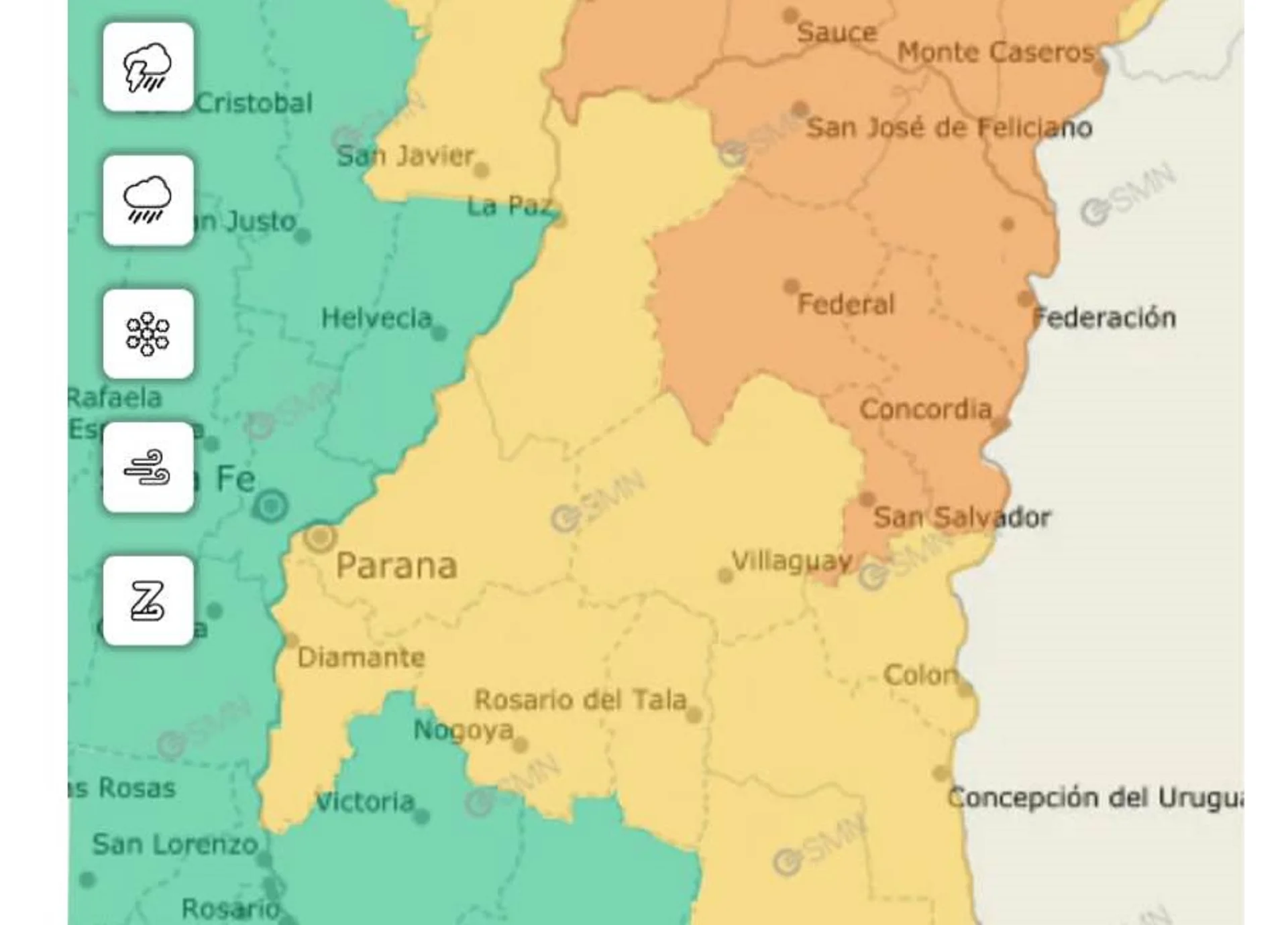 Se renueva la alerta naranja por tormentas intensas para el norte de la provincia